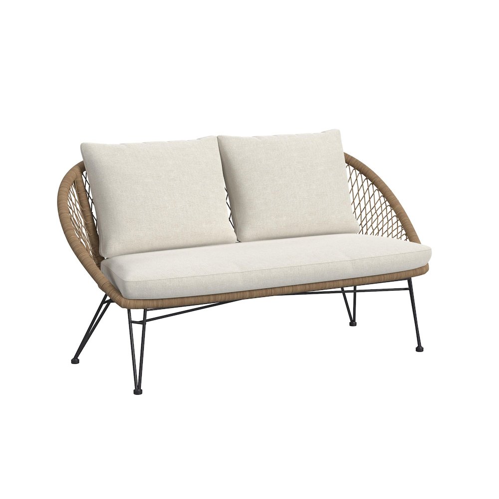 Grace Outdoor Seating 4PC Set - Black, Natural and Olefin Beige. Picture 2