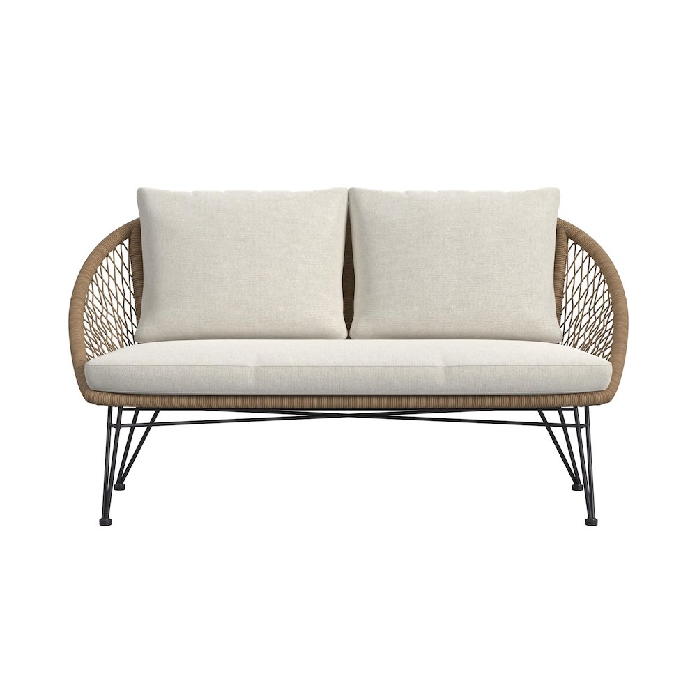 Grace Outdoor Seating 4PC Set - Black, Natural and Olefin Beige. Picture 3