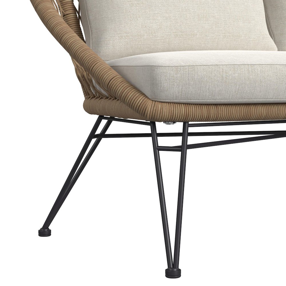 Grace Outdoor Seating 4PC Set - Black, Natural and Olefin Beige. Picture 12