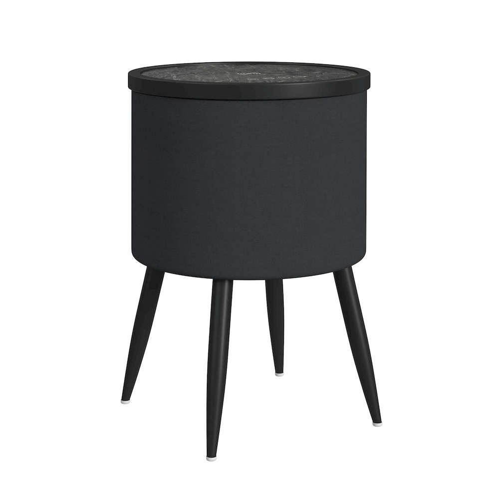Halo Round Smart End Table in Black. Picture 1