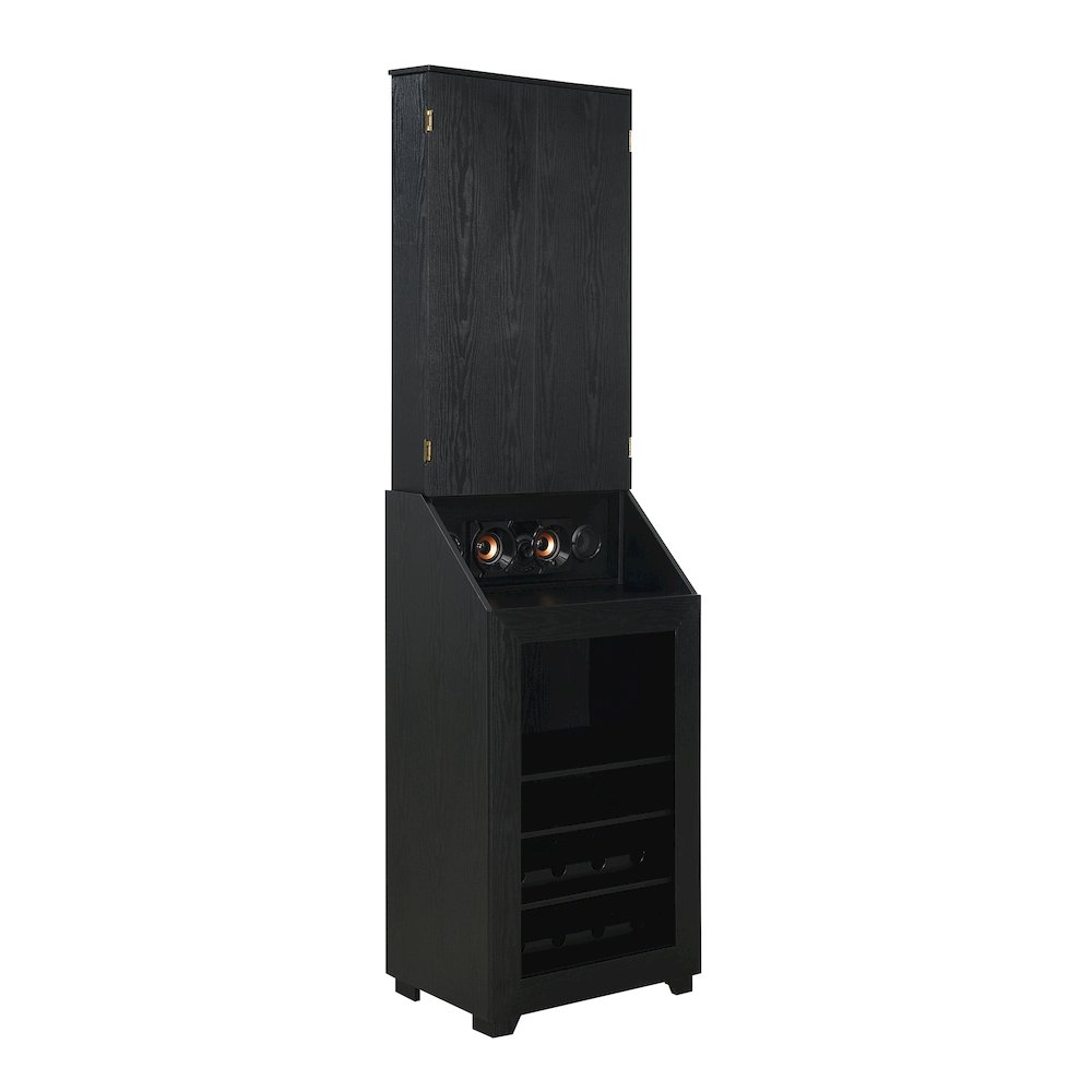 Cyclone Dartboard Cabinet with Speaker and LED in Black (3A Packing). Picture 1