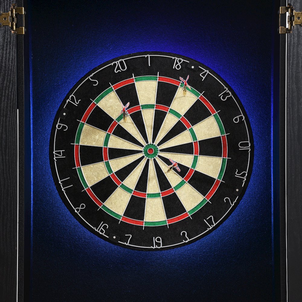Cyclone Dartboard Cabinet with Speaker and LED in Black (3A Packing). Picture 6