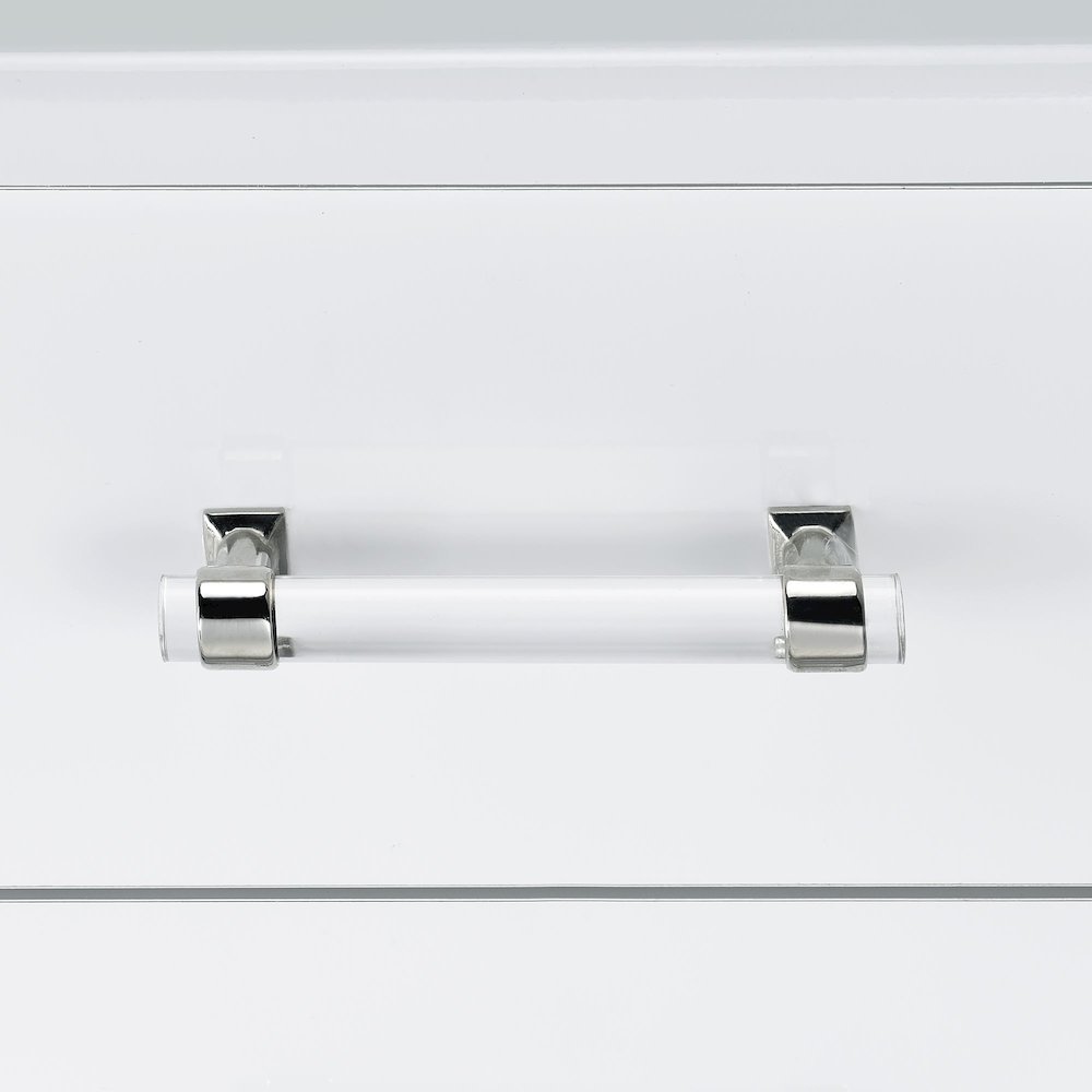 Aurora Mini Dressing Table with Stool, LED and USB in Glossy White. Picture 13