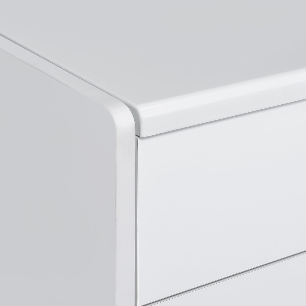 Aurora Mini Dressing Table with Stool, LED and USB in Glossy White. Picture 9
