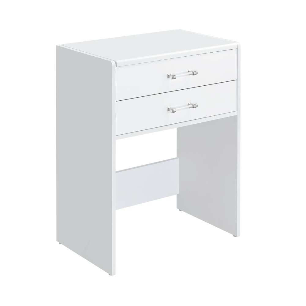 Aurora Mini Dressing Table with Stool, LED and USB in Glossy White. Picture 4