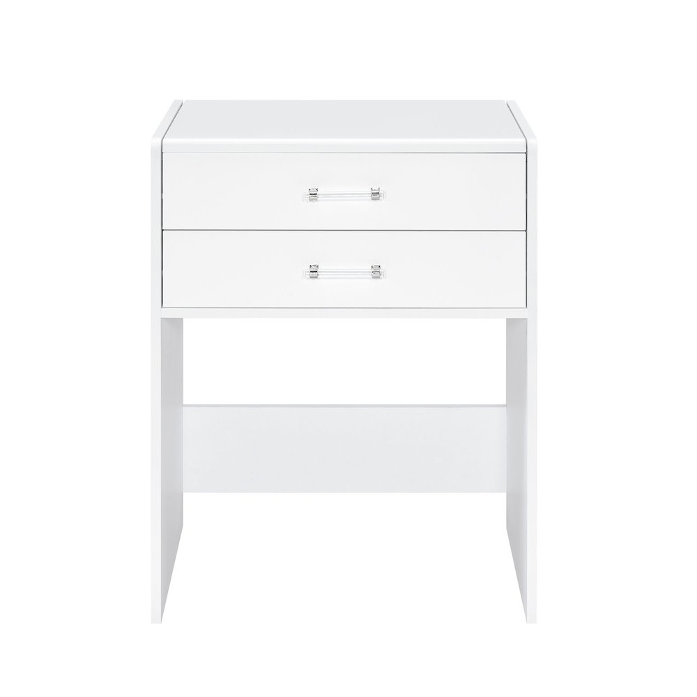 Aurora Mini Dressing Table with Stool, LED and USB in Glossy White. Picture 5