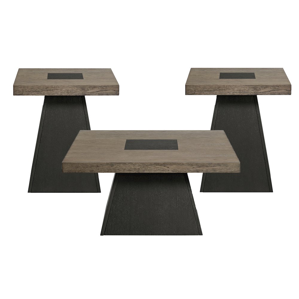 3PC Occasional Table Set in Grey and Dark Espresso-Coffee Table & TwoEnd Table. Picture 1