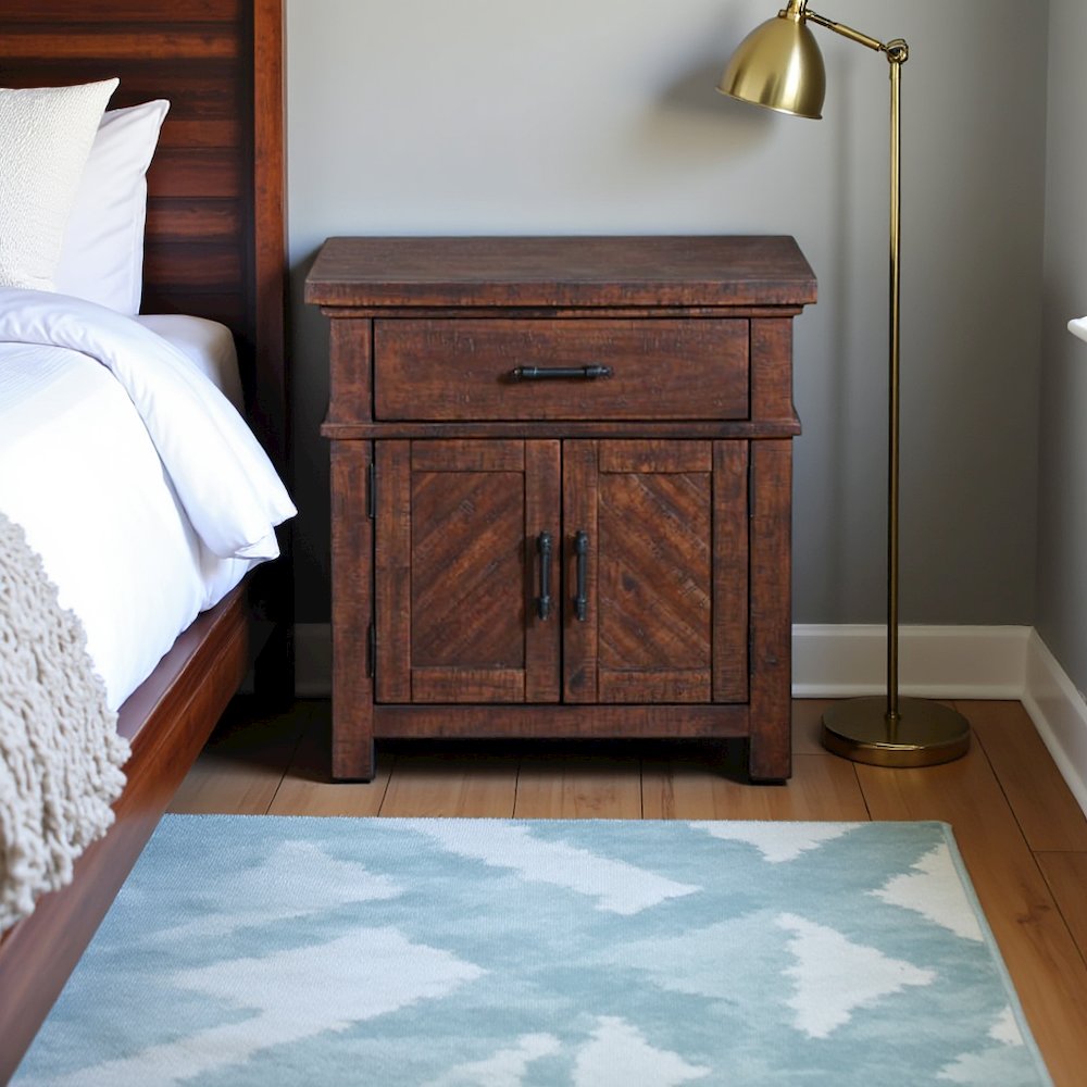Brown 2-Drawer Wood Nightstand with Modern Design for Bedroom Storage. Picture 3