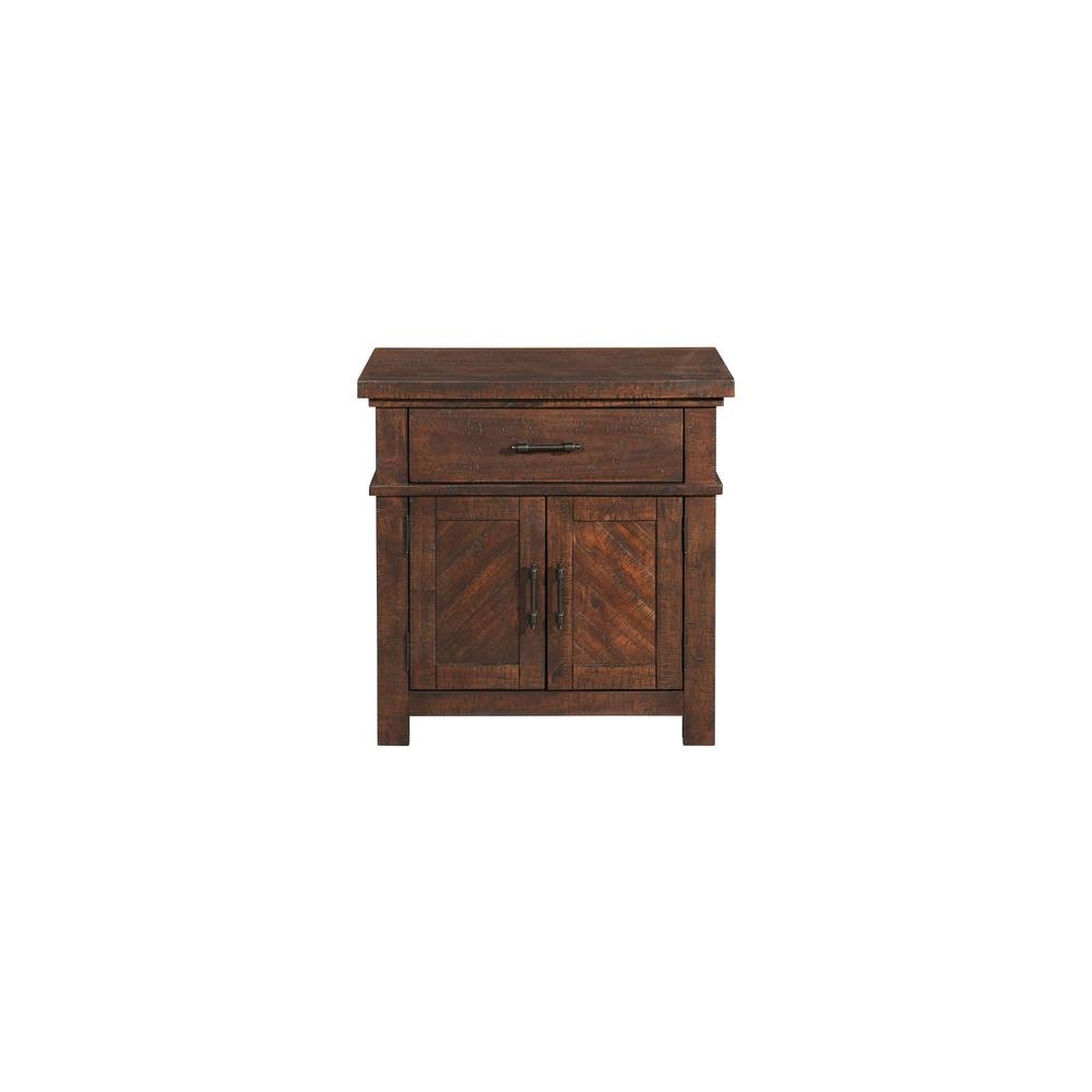 Brown 2-Drawer Wood Nightstand with Modern Design for Bedroom Storage. Picture 2