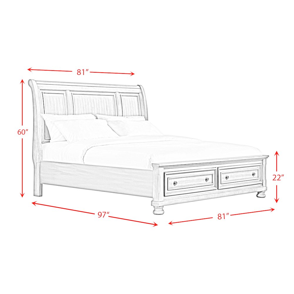 Kingsley King Bed W/Storage Footboard and Non-Storage Rails. Picture 7