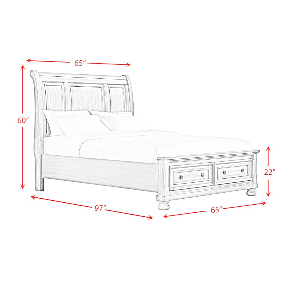 Kingston Queen Bed W/Storage Footboard and Non-Storage Rails. Picture 7