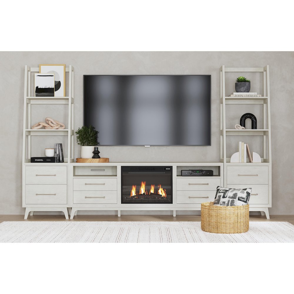 Clare KIT - 71" TV Console with Fireplace Insert in Almond. Picture 1