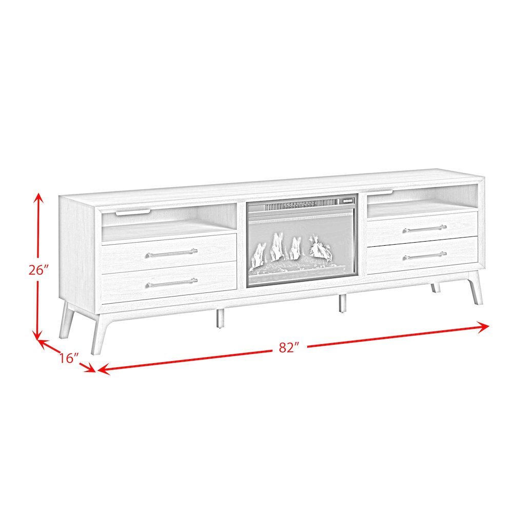 Clare KIT - 82" TV Console with Fireplace Insert in Almond. Picture 7