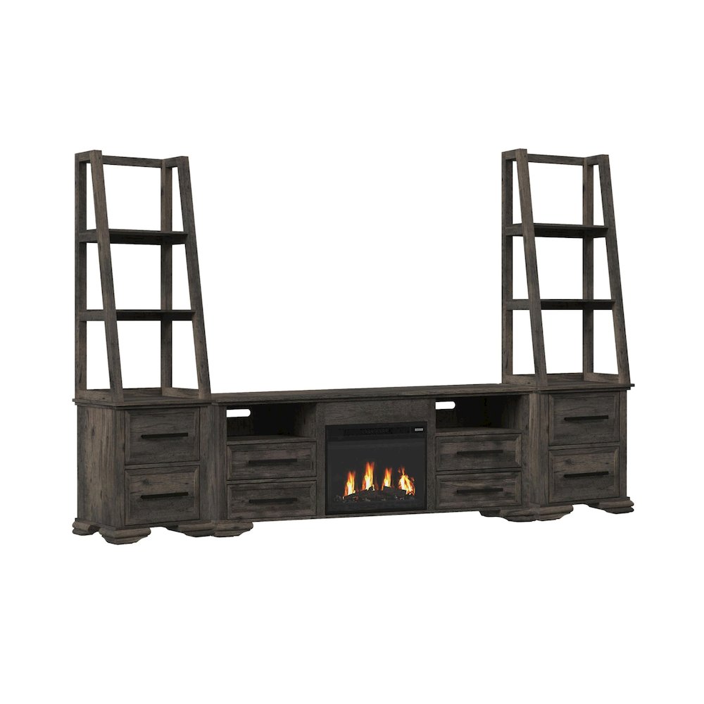 Hyde 4PC Entertainment Unit With 71'' TV Console in Charcoal. Picture 1