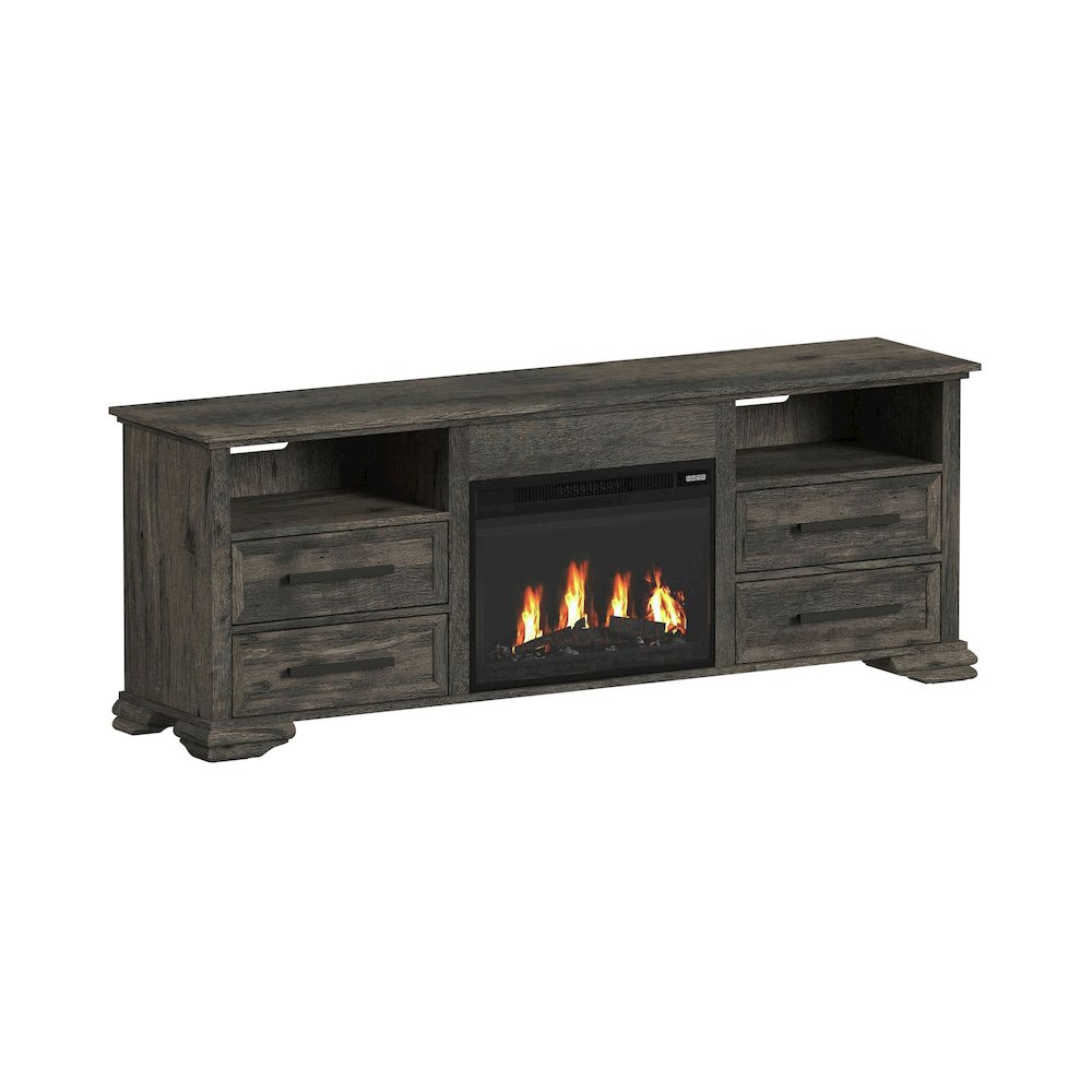 Hyde KIT - 71'' TV Console with Fireplace Insert in Charcoal. Picture 2