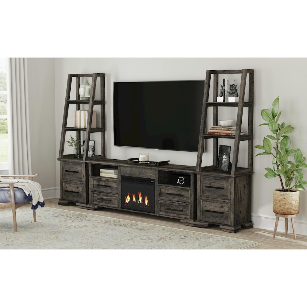 Hyde KIT - 71'' TV Console with Fireplace Insert in Charcoal. Picture 1