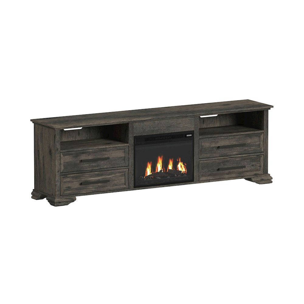 Hyde 4PC Entertainment Unit With 82'' TV Console in Charcoal. Picture 3