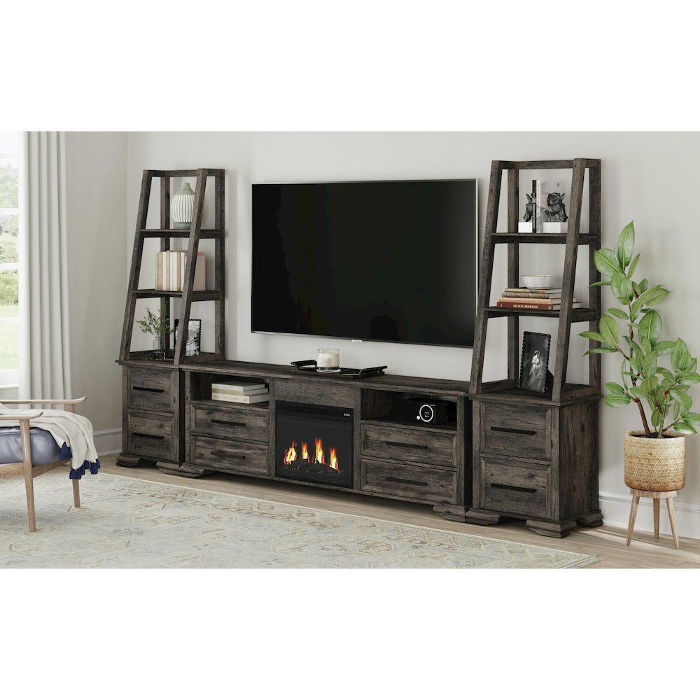 Hyde KIT - 82'' TV Console with Fireplace Insert in Charcoal. Picture 1