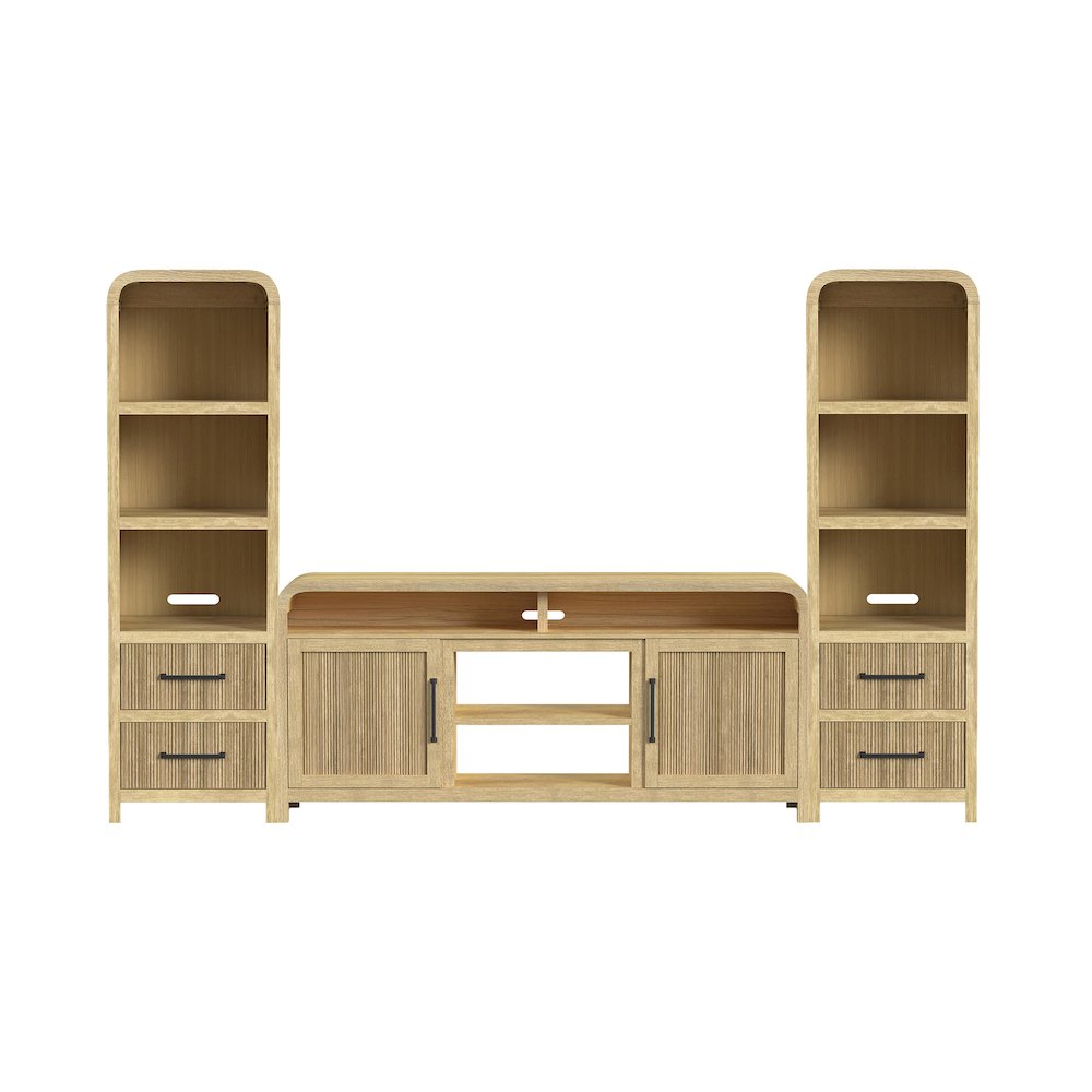 Woodridge 3PC Entertainment Unit With 70" TV Console in Natural. Picture 1