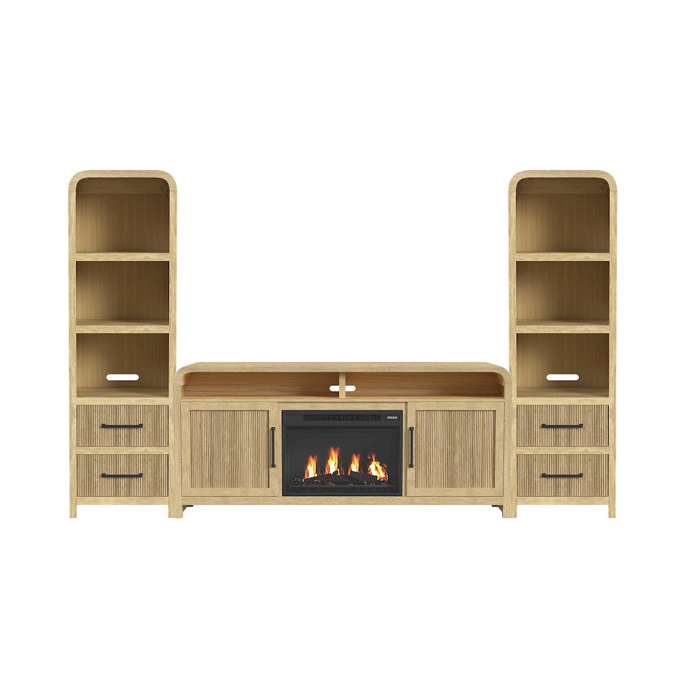 Woodridge 4PC Entertainment Unit With 70" TV Console in Natural. Picture 1