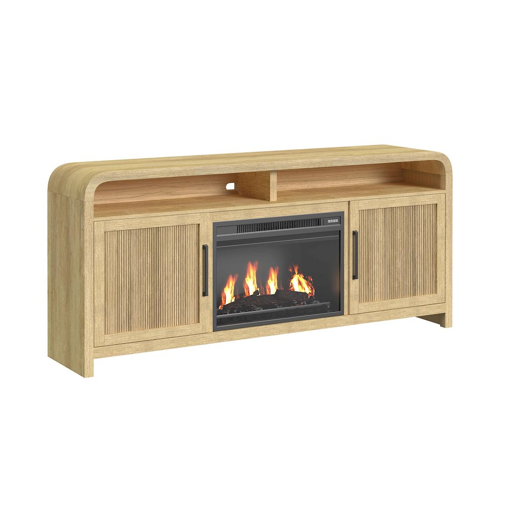 Woodridge KIT 70" TV Console in Natural, 23" Fireplace Insert (2 Boxes). Picture 2
