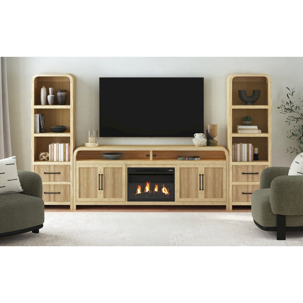 Woodridge 4PC Entertainment Unit With 82" TV Console in Natural. Picture 2