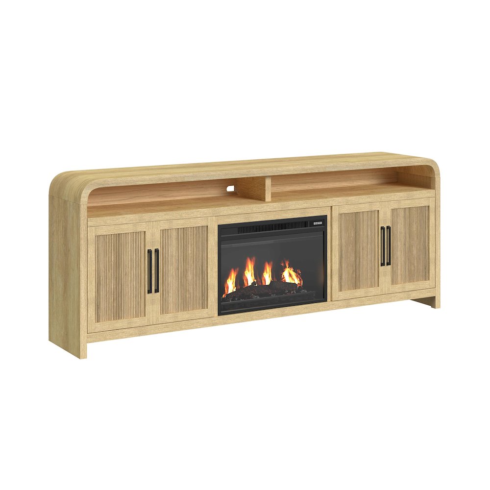Woodridge KIT 82" TV Console in Natural, 23" Fireplace Insert (2 Boxes). Picture 2