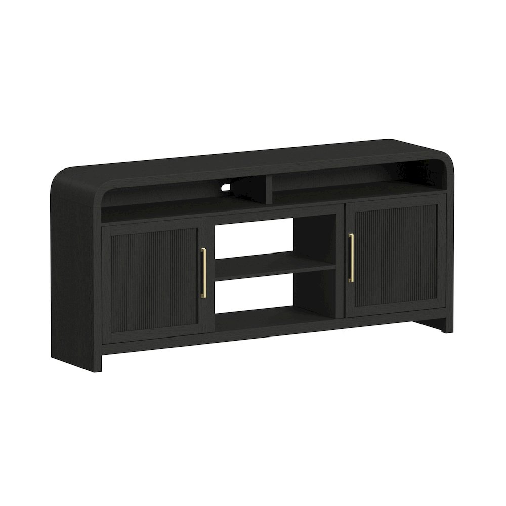 Woodridge 70" TV Console without Fireplace Insert in Black with Grain. Picture 2