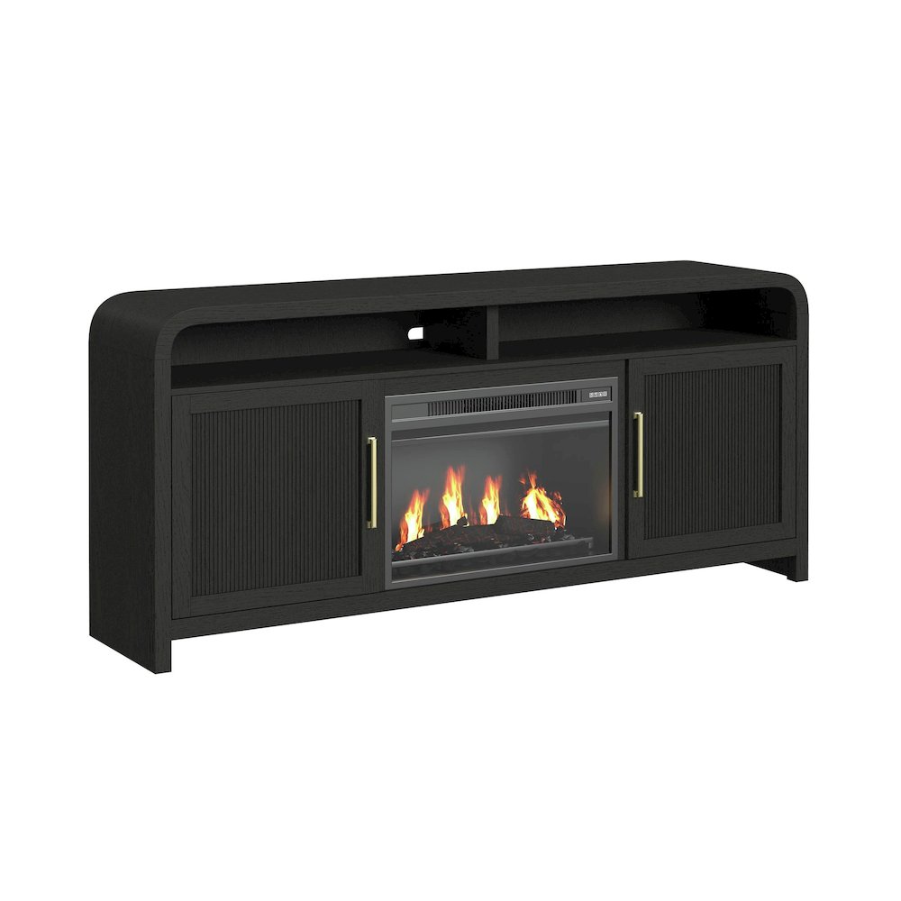 Woodridge KIT 70" TV Console in Black w/Grain, 23" Fireplace Insert (2 Boxes). Picture 2
