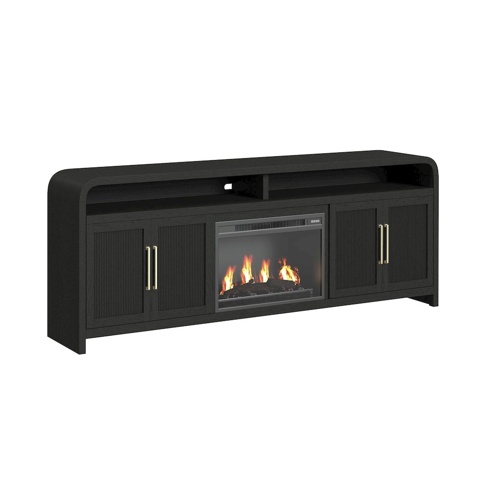 Woodridge KIT 82" TV Console in Black w/Grain, 23" Fireplace Insert (2 Boxes). Picture 2