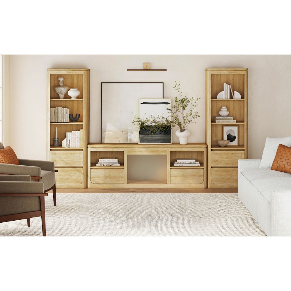 Camelot 3PC Entertainment Unit With 71" TV Console in Natural. Picture 2