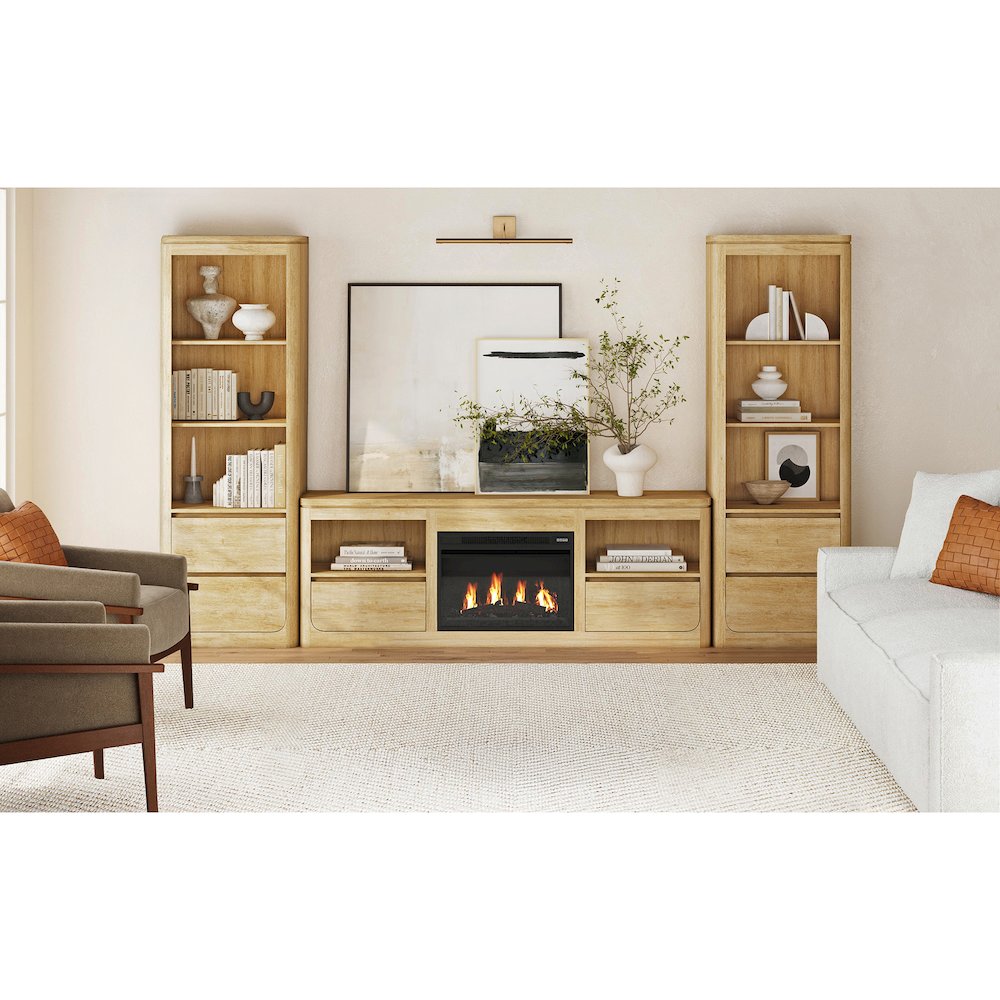 Camelot 4PC Entertainment Unit With 71" TV Console in Natural. Picture 2