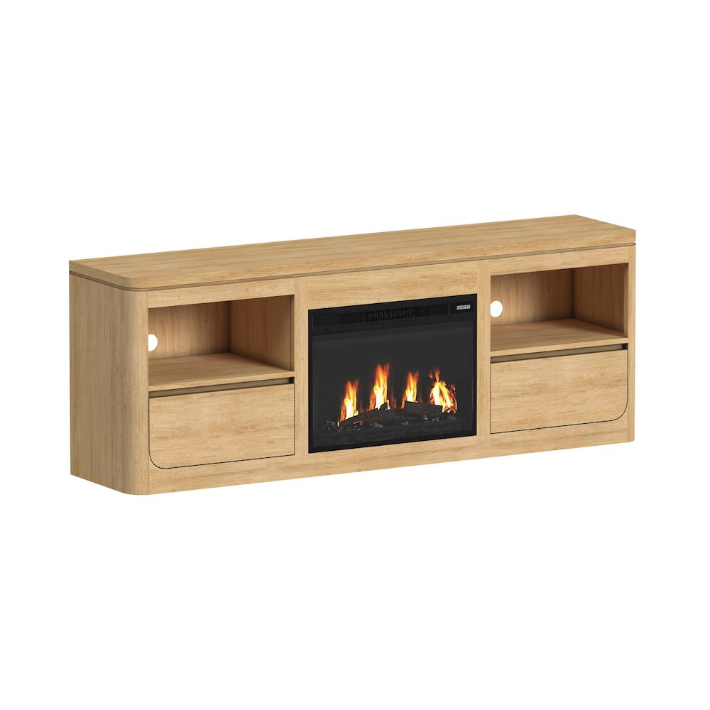 Camelot 4PC Entertainment Unit With 71" TV Console in Natural. Picture 3
