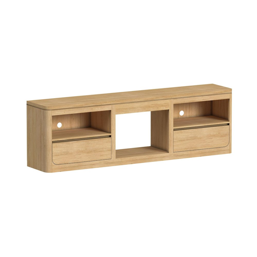Camelot 3PC Entertainment Unit With 82" TV Console in Natural. Picture 3