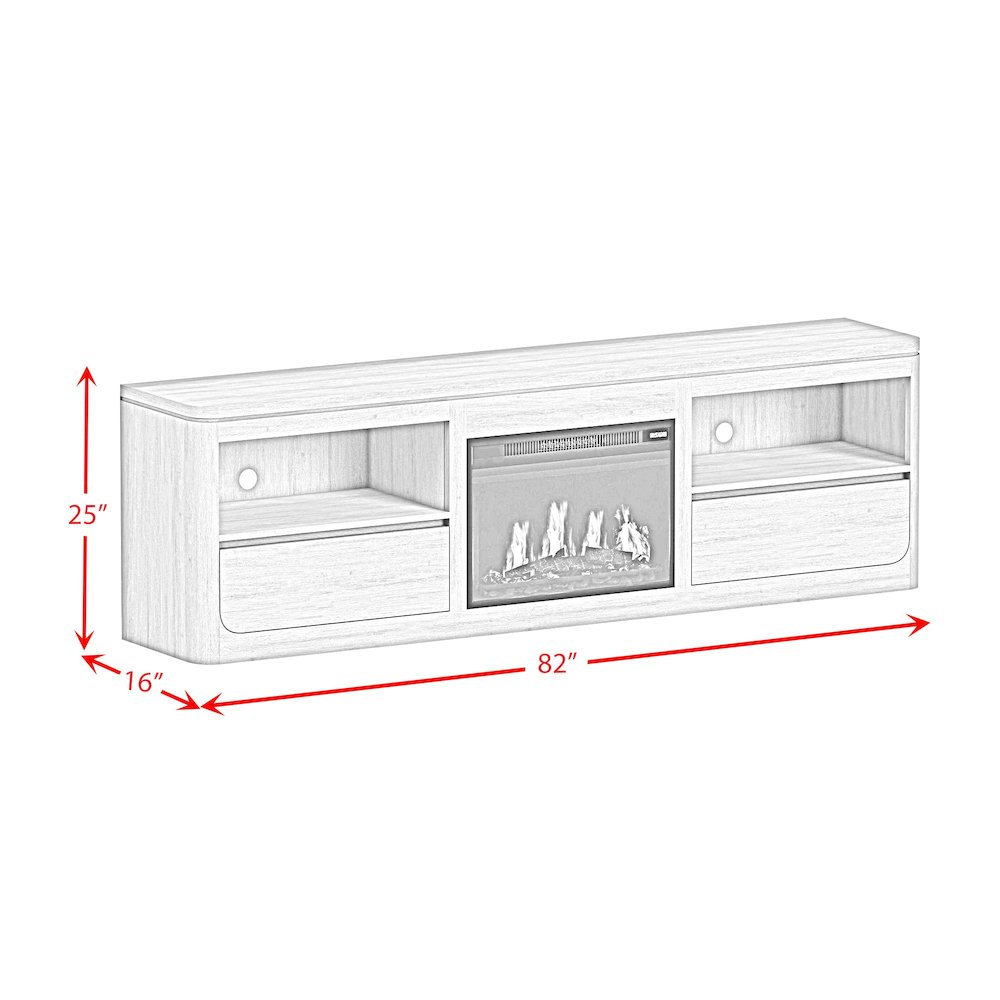 Camelot KIT - 82" TV Console with Fireplace Insert in Natural. Picture 5