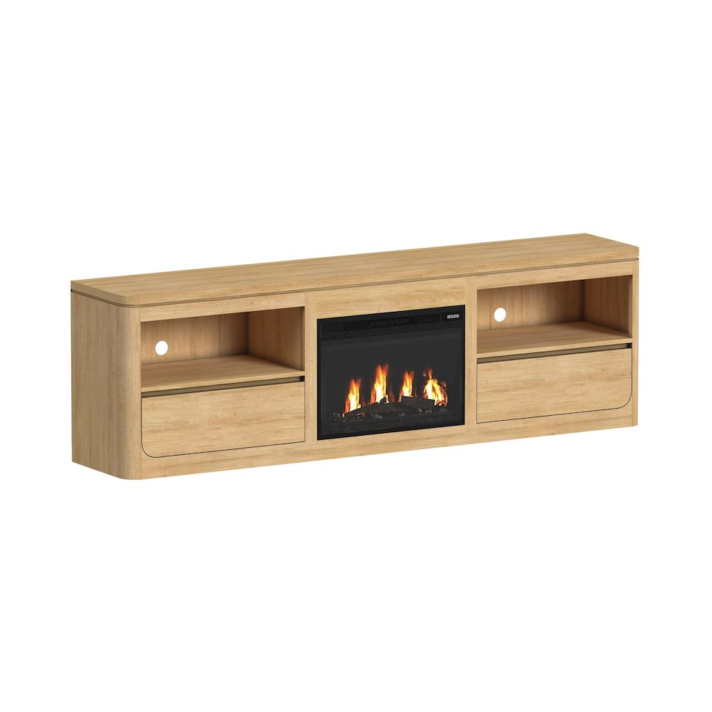 Camelot KIT - 82" TV Console with Fireplace Insert in Natural. Picture 2