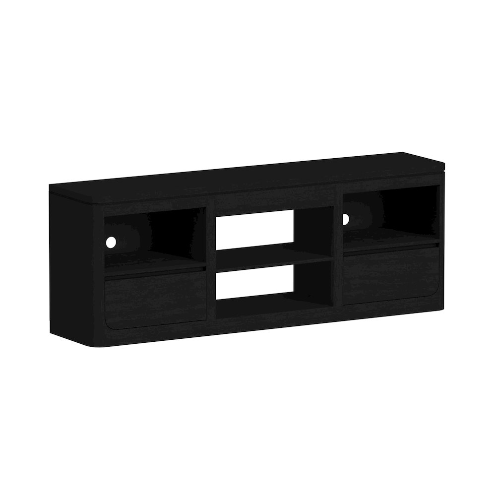 Camelot 3PC Entertainment Unit With 71" TV Console in Black. Picture 3