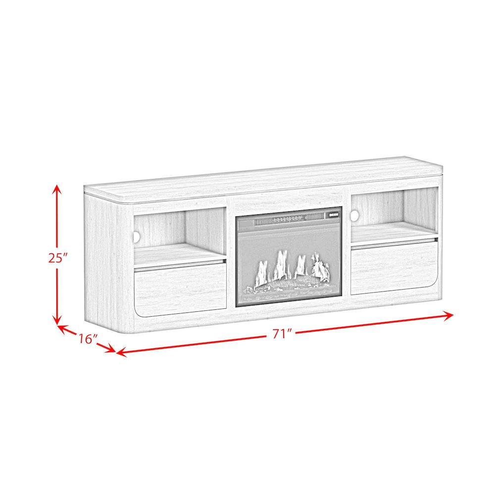 Camelot 4PC Entertainment Unit With 71" TV Console in Black. Picture 6