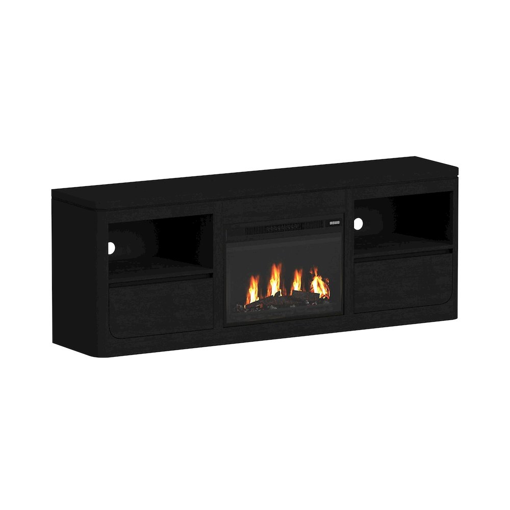 Camelot 4PC Entertainment Unit With 71" TV Console in Black. Picture 3