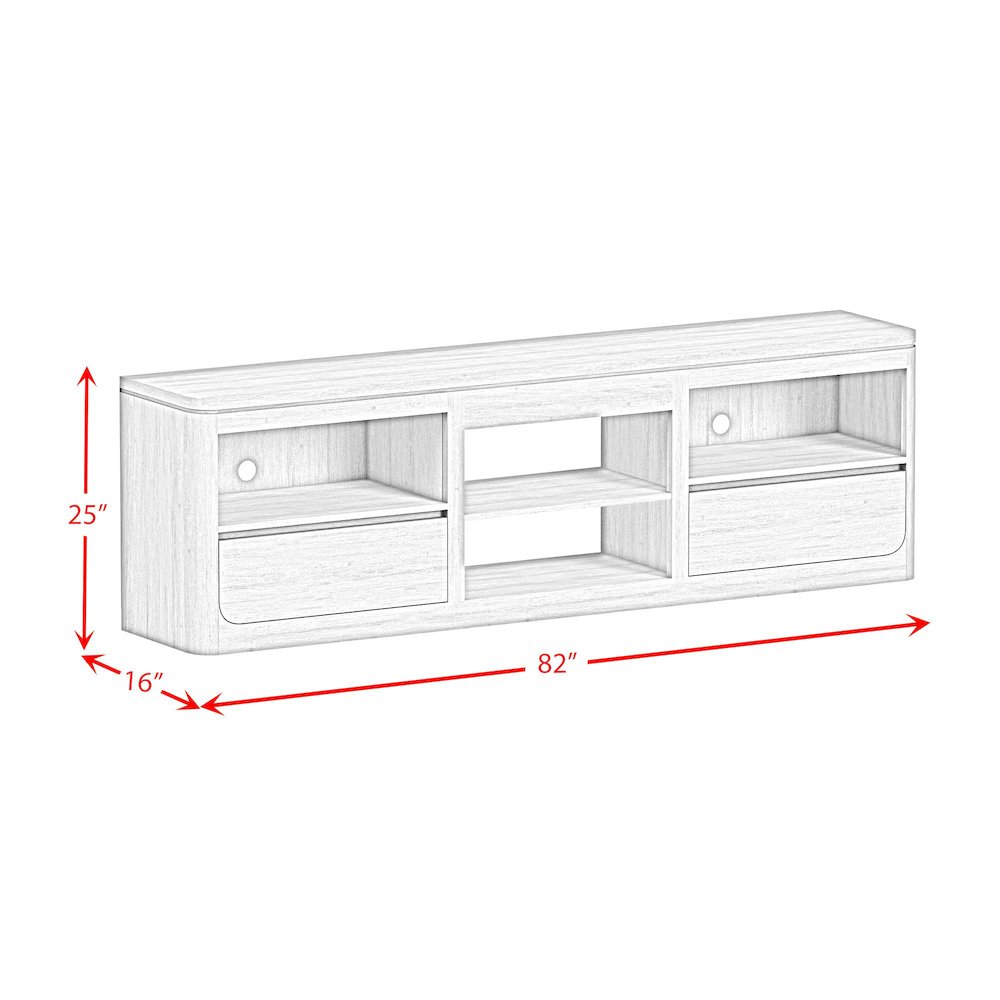 Camelot 3PC Entertainment Unit With 82" TV Console in Black. Picture 6