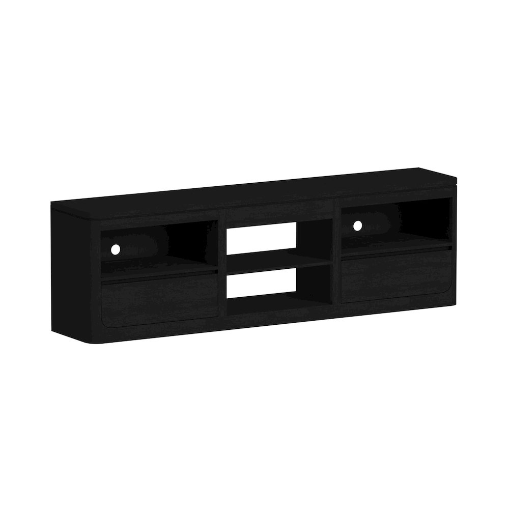Camelot 3PC Entertainment Unit With 82" TV Console in Black. Picture 3