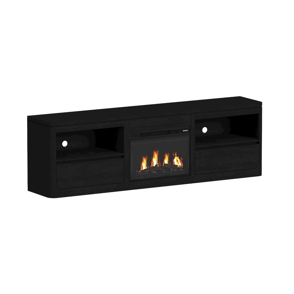 Camelot 4PC Entertainment Unit With 82" TV Console in Black. Picture 3