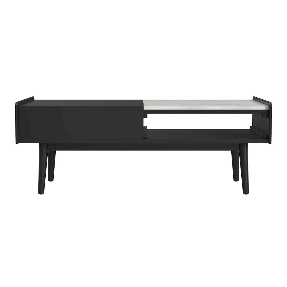 Indina Coffee Table with White Marble and Lift-Top in Black. Picture 5