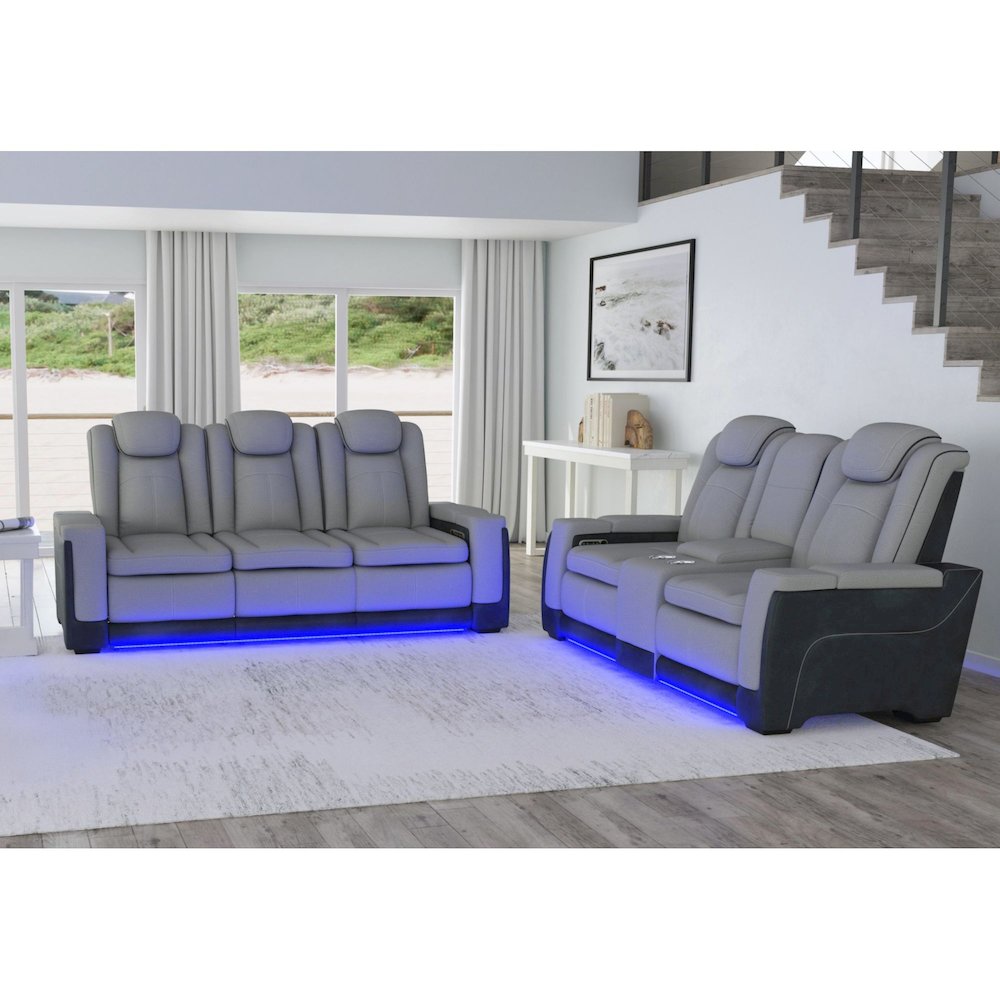 Niven 2PC Living Room Set in Rocky Cement/Charcoal-Sofa & Loveseat. Picture 3
