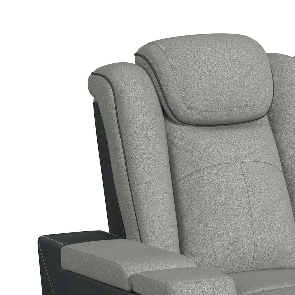 Power Motion Loveseat with Headrest, Led, and Console in Rocky Cement/Charcoal. Picture 5