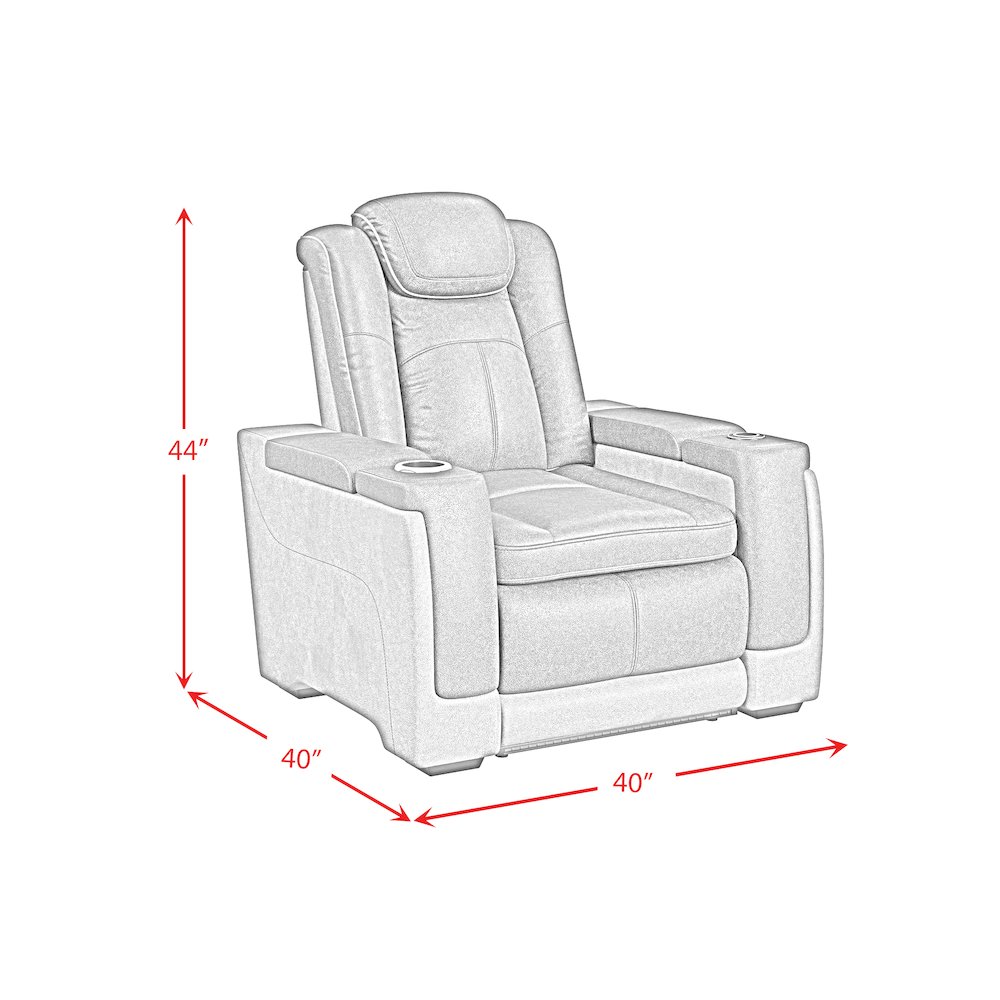Power Motion Recliner, wireless charger and Cup holder in Rocky Cement/Charcoal. Picture 8