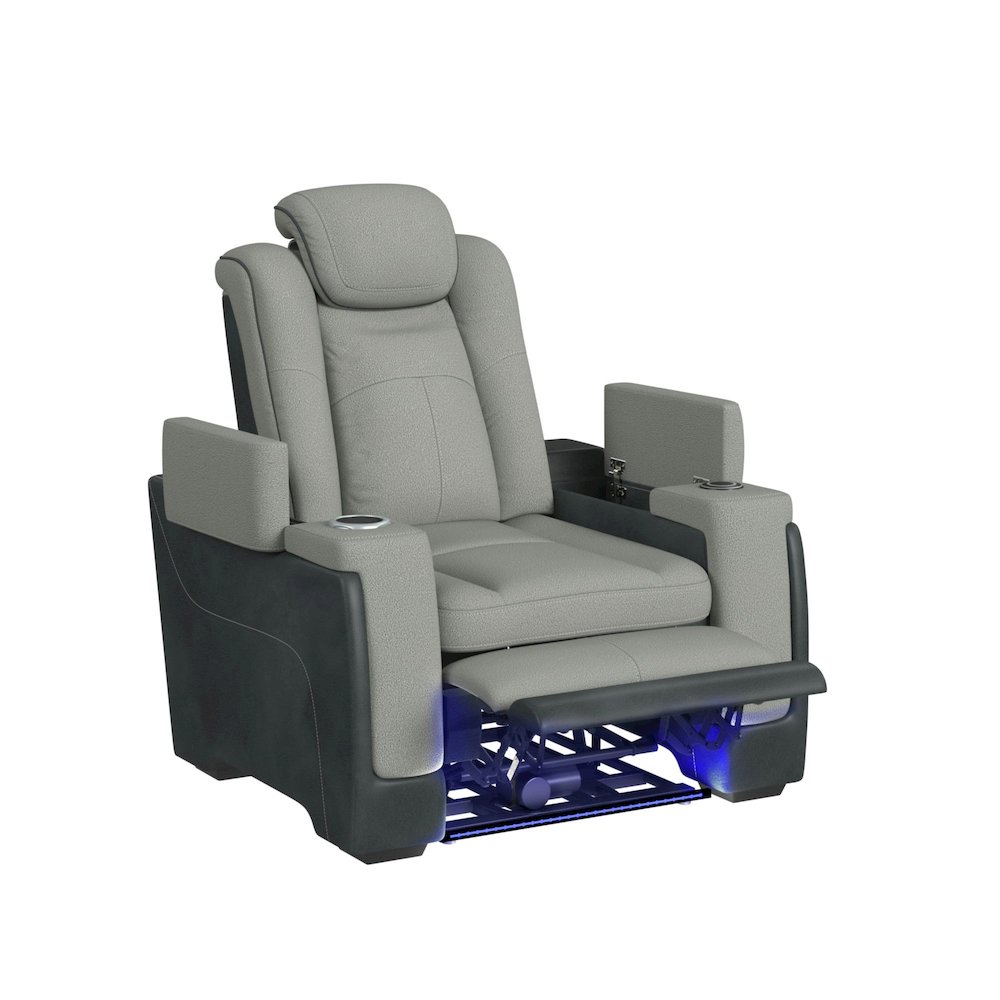 Power Motion Recliner, wireless charger and Cup holder in Rocky Cement/Charcoal. Picture 2