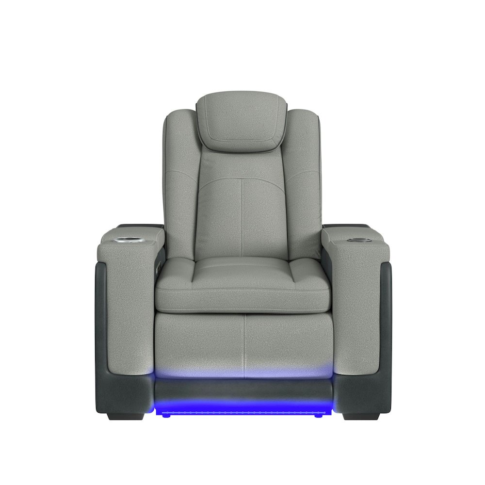Power Motion Recliner, wireless charger and Cup holder in Rocky Cement/Charcoal. Picture 3
