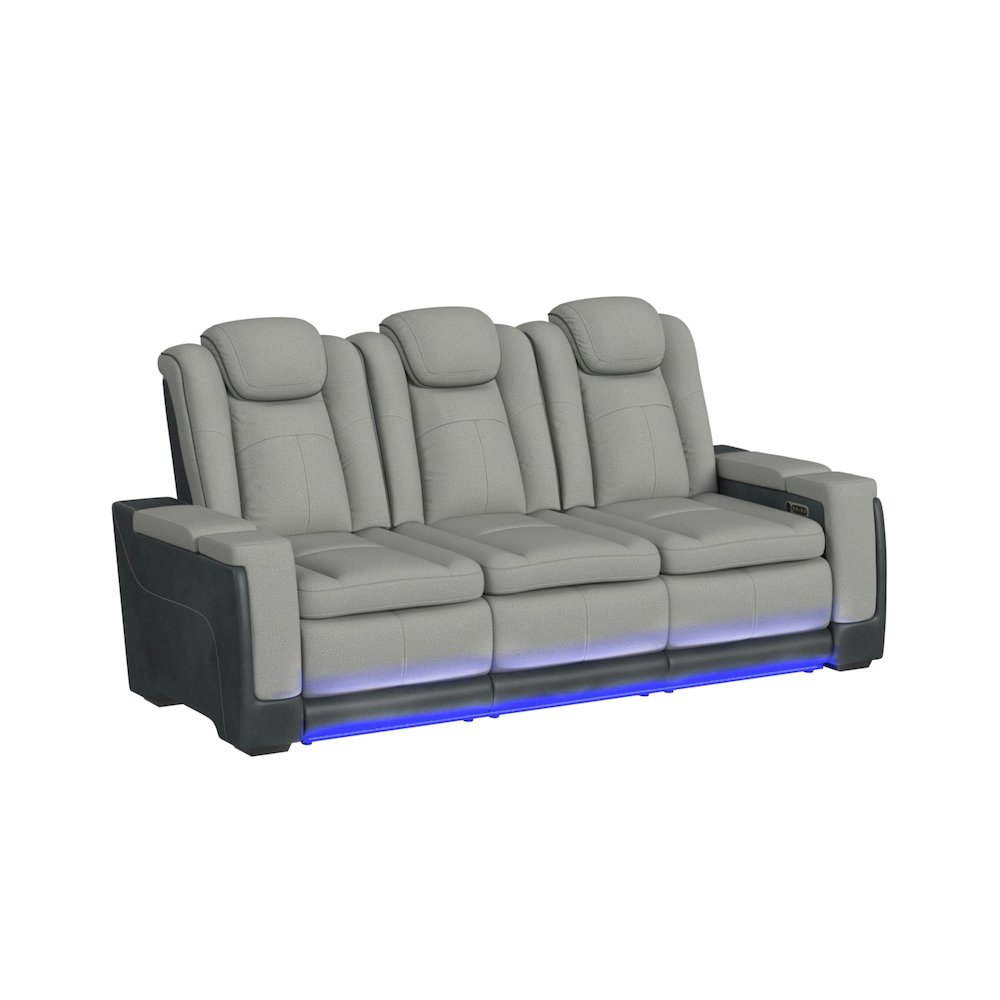 Niven  3PC Living Room Set in Rocky Cement/Charcoal-Sofa, Loveseat & Recliner. Picture 1