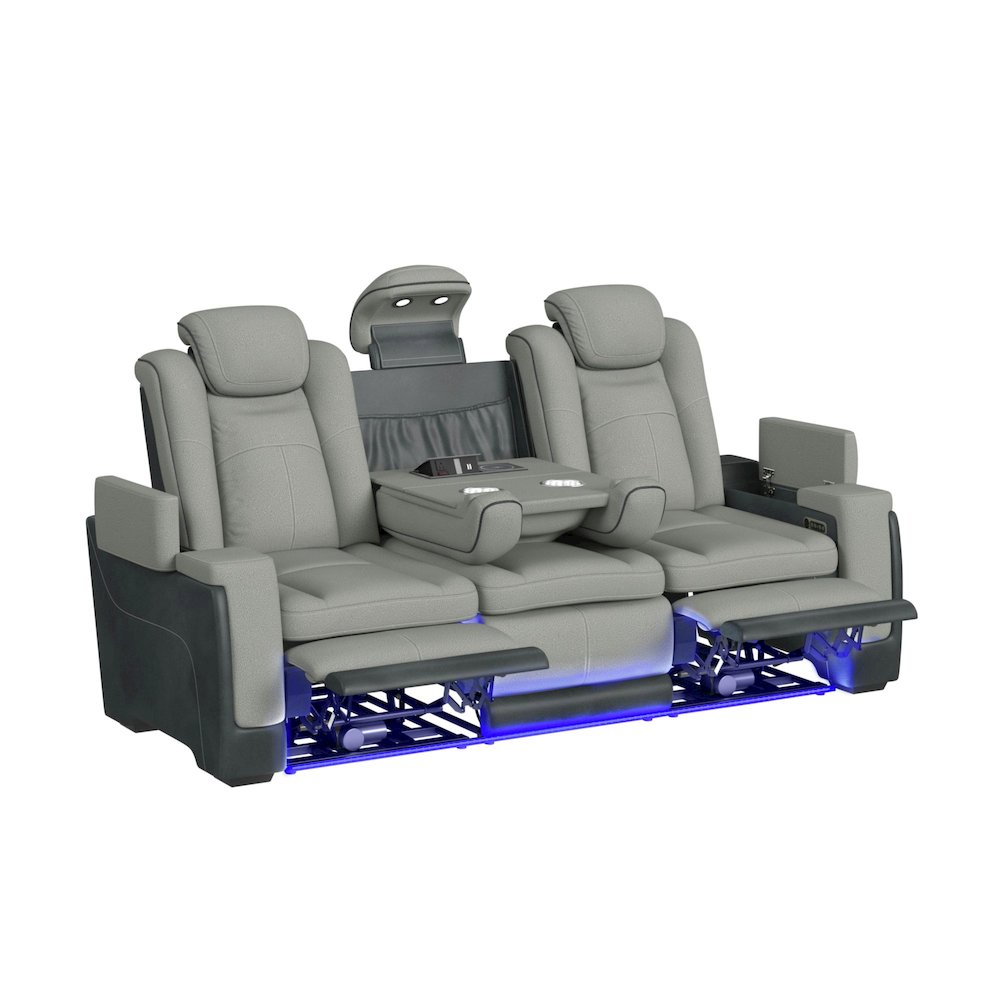 Power Motion Sofa Power Headrest, Led, PWS in Rocky Cement/Charcoal. Picture 2